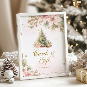 Kaarten en geschenken winterkerstboom baby shower poster