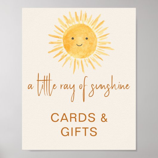Kaarten en geschenken zon-thema Baby shower teken Poster (Voorkant)