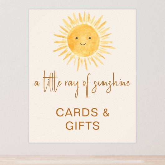 Kaarten en geschenken zon-thema Baby shower teken Poster