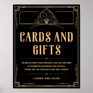 Kaarten en geschenken Zwart Goud Art Deco 20s brui Poster