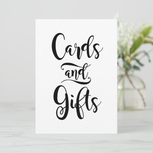 Kaarten en Geschenken Zwart Handgeschreven Script  (Staand voorkant)