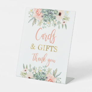 Kaarten en giften reclamebord met voetstuk