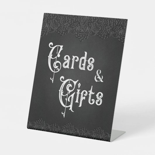 Kaarten en Gifts Black Lace Gothic Wedding Reclamebord Met Voetstuk (Voorkant)