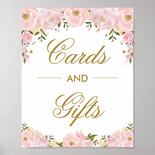 Kaarten en Gifts Blush Pink Floral Wedding Decorti Poster (Voorkant)