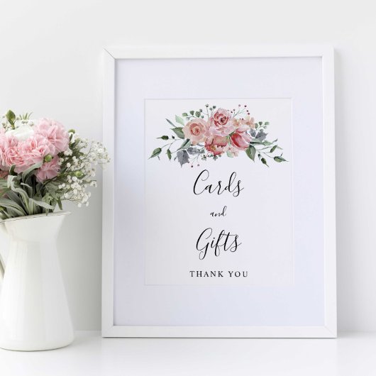 Kaarten en Gifts Blush Pink Rose Script Weddenscha Poster