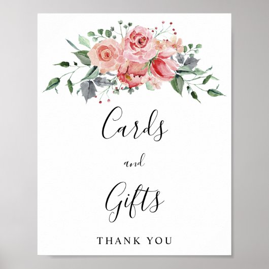 Kaarten en Gifts Blush Pink Rose Script Weddenscha Poster (Voorkant)
