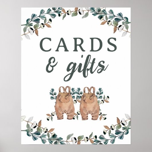 Kaarten en Gifts Boho Gender Neutral Twins Poster (Voorkant)