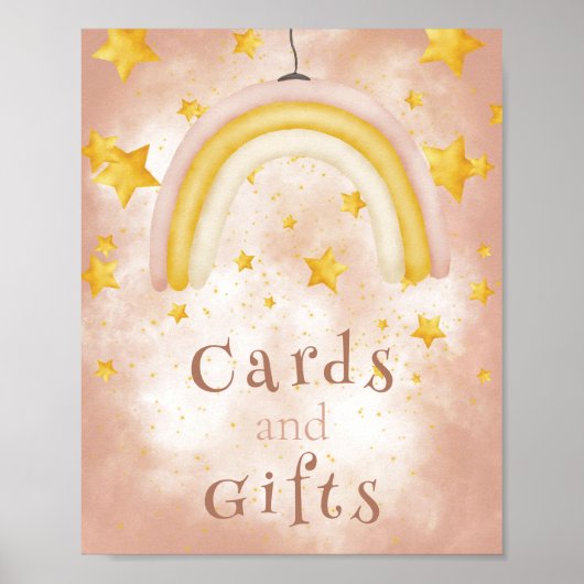 Kaarten en Gifts Boho regenbooggouden sterren magi Poster (Voorkant)