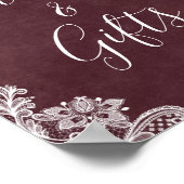 Kaarten en Gifts Burgundy Red Blush Floral Lace Poster (Hoek)