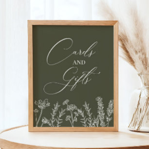 Kaarten en Gifts Burnt Oranje Wildflower Wedding P Poster