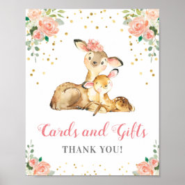 Kaarten en Gifts Deer Doe Girl Woodland Baby showe Poster