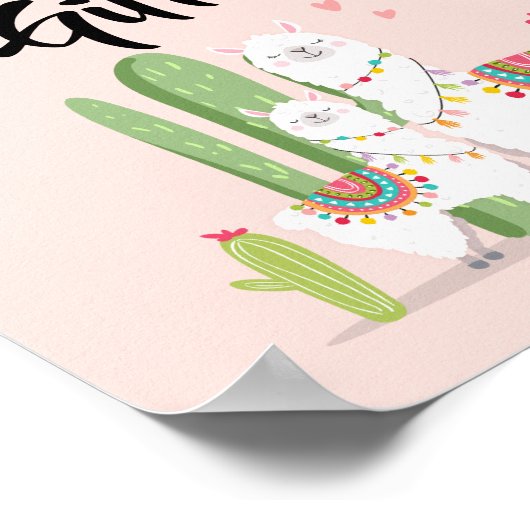 Kaarten en Gifts Fiesta Llama Baby shower Sign Poster (Hoek)