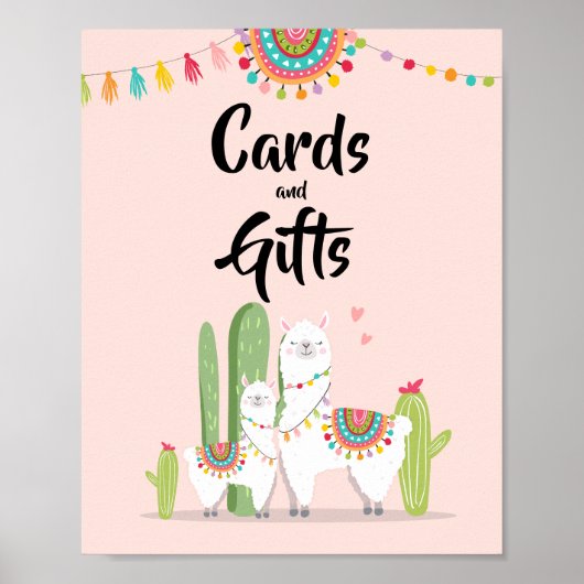 Kaarten en Gifts Fiesta Llama Baby shower Sign Poster (Voorkant)