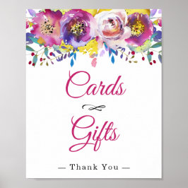 Kaarten en Gifts Fuchsia Gold Floral Wedding Sign Poster