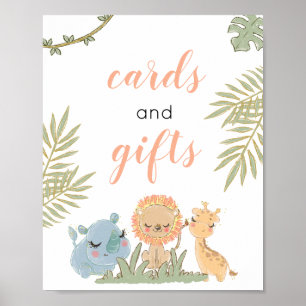 Kaarten en Gifts Girl Safari Animal Baby shower Poster