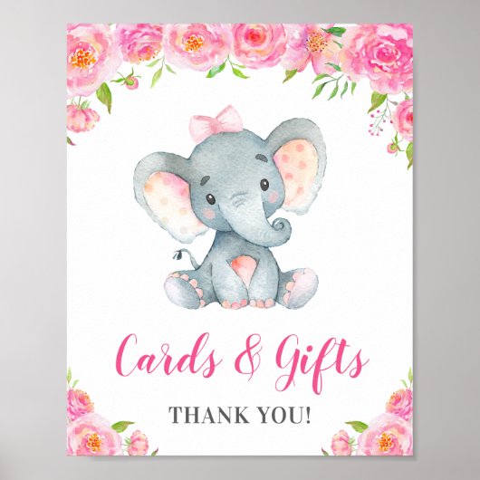Kaarten en Gifts Little Peanut Elephant Girl Pink Poster (Voorkant)