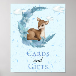 Kaarten en Gifts Moon Little Bambi Blue Clouds Dus Poster