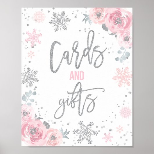Kaarten en Gifts Pink Winter ONEderland Party Poster (Voorkant)