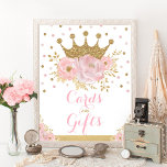 Kaarten en Gifts Princess Baby Girl Birthday Party Poster<br><div class="desc">Dit ontwerp is voorzien van een dunne koninklijke kroon in faux goudglitter,  versierd met zachte waterverf,  blauwe pinda's en sproinkles van confetti. Pas het teken aan met de gewenste tekst!</div>