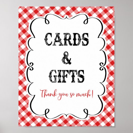 Kaarten en Gifts Red Gingham I Do BBQ Picnic Poste Poster (Voorkant)