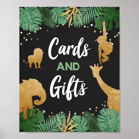 Kaarten en Gifts Safari Animals Gold Birthday Part Poster (Voorkant)