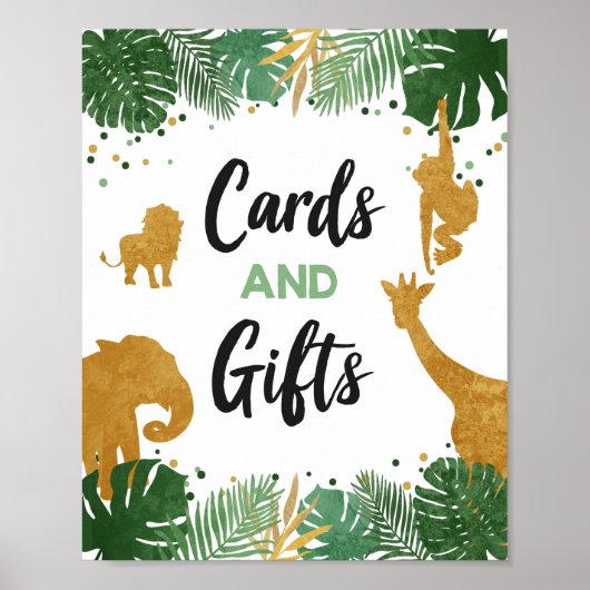 Kaarten en Gifts Safari Animals Gold Birthday Part Poster (Voorkant)