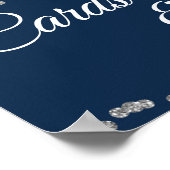 Kaarten en gifts Silver Faux Confetti Navy Poster (Hoek)
