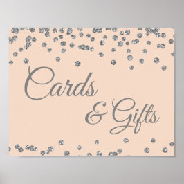 Kaarten en Gifts Silver Faux Glitter Confetti Blus Poster