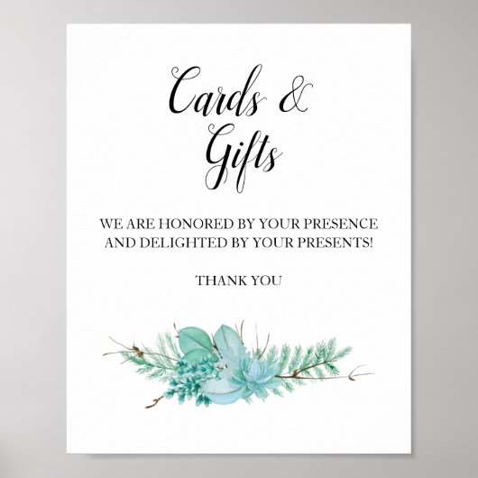 Kaarten en groenery Succulent Wedding Poster (Voorkant)