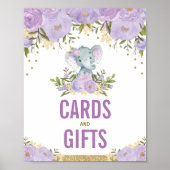 Kaarten en Oerwouden Elephant Paars Gold Elephant Poster (Voorkant)