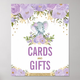 Kaarten en Oerwouden Elephant Paars Gold Elephant Poster