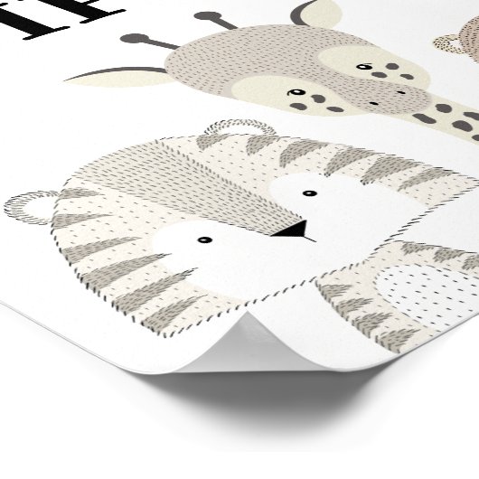 Kaarten en Oerwouden Safari Baby shower Birthday Poster (Hoek)