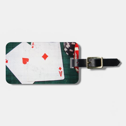 Kaarten en pokerchips spelen bagagelabel (Voorkant horizontaal)