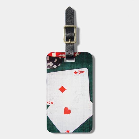 Kaarten en pokerchips spelen bagagelabel (Voorkant verticaal)