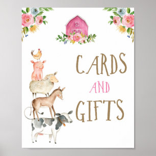 Kaarten en reuzen boerderijdieren Barn Girl Birthd Poster