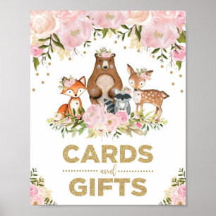 Kaarten en roze roze Baby shower Poster