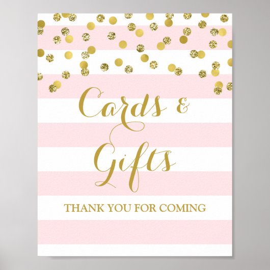 Kaarten en roze stripjes Gold Confetti Poster (Voorkant)