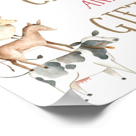 Kaarten en schenkingen boerderijdieren poster (Hoek)