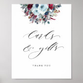 Kaarten en schitterende blauwe Bourgogne en rode F Poster (Voorkant)