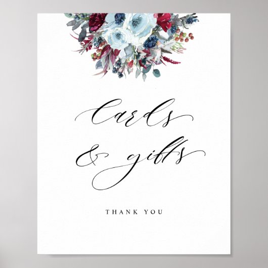 Kaarten en schitterende blauwe Bourgogne en rode F Poster (Voorkant)