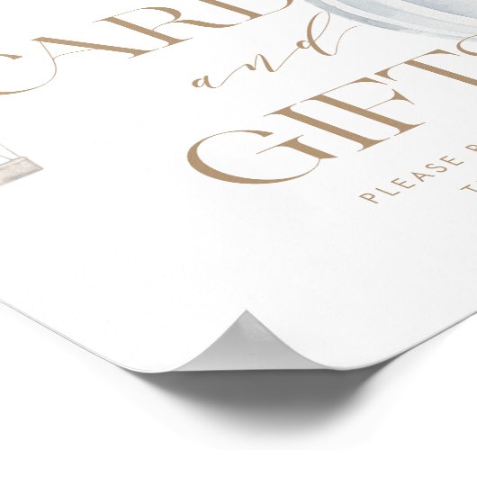 Kaarten en schitterende blauwe luchtballonbordjes poster (Hoek)