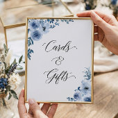 Kaarten en stiften Bohemian Dusty Blue Floral Poster