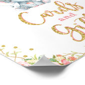 Kaarten en stiften Floral Elephant Baby shower Poster (Hoek)