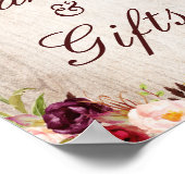 Kaarten en tenteken Rustic Wood Burgundy Floral Poster (Hoek)