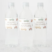 Kaarten en vrachtwagens Boy Birthday Party Waterfles Etiket (Flessen)