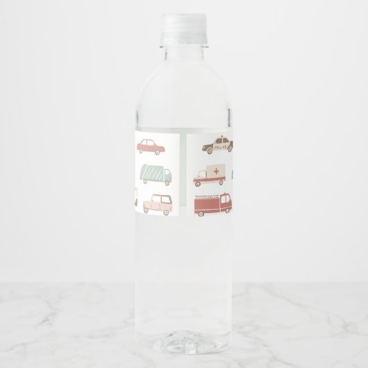 Kaarten en vrachtwagens Boy Birthday Party Waterfles Etiket (Achterkant)