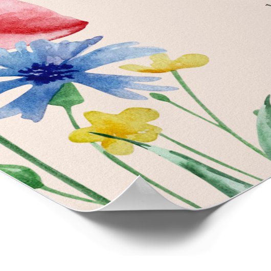 Kaarten en Vrijgezellenfeest van wilde bloemen Poster (Hoek)