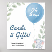 Kaarten & Geschenken Ballon Olifant Baby shower TE Poster (Voorkant)