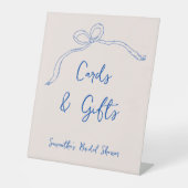 Kaarten & Geschenken Blue Bow Hand getrokken Vrijg Reclamebord Met Voetstuk (Voorkant)