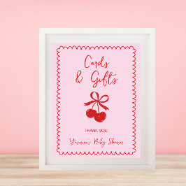 Kaarten & Geschenken Cherry Bow Hand getrokken Bab Poster